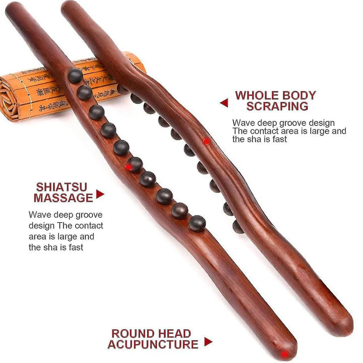 Massage Roller stick Wood Gua Sha Tool Wooden Scraping Therapy Massage for Body Neck Shoulder Back Massager for, Muscle Belly Relief Tool